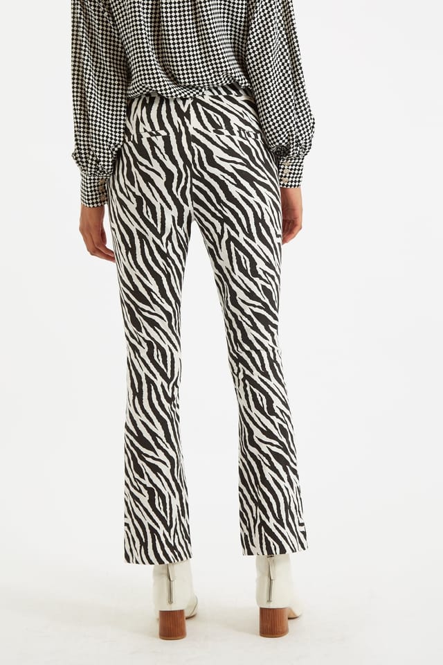 Louche Louche Women's Janelyn Zebra Flared Slim Fit Trouser in Black - 3