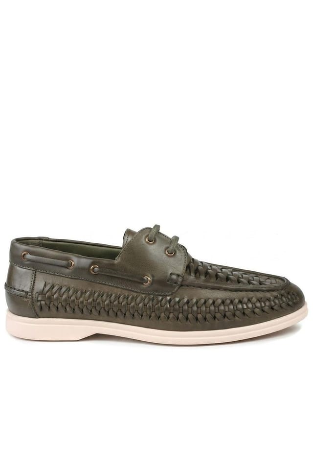 Jones Bootmaker Jones Bootmaker Men's Percey Leather Moccasin Shoes in Khaki - 2