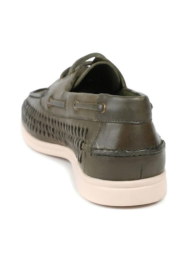 Jones Bootmaker Jones Bootmaker Men's Percey Leather Moccasin Shoes in Khaki - 3