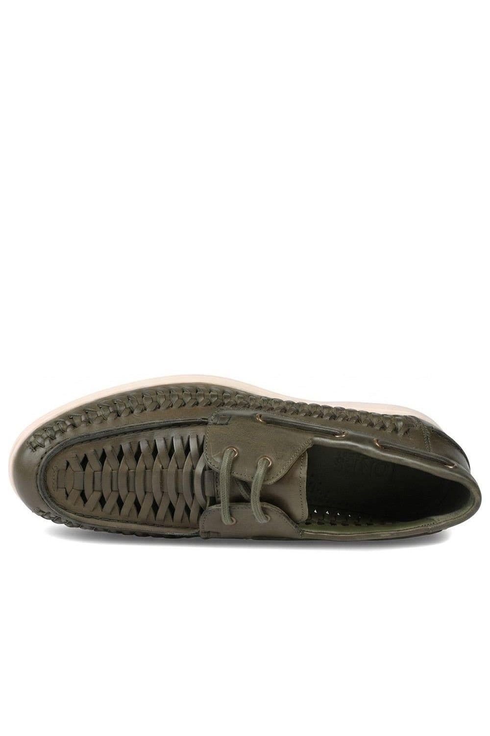 Jones Bootmaker Jones Bootmaker Men's Percey Leather Moccasin Shoes in Khaki - 4