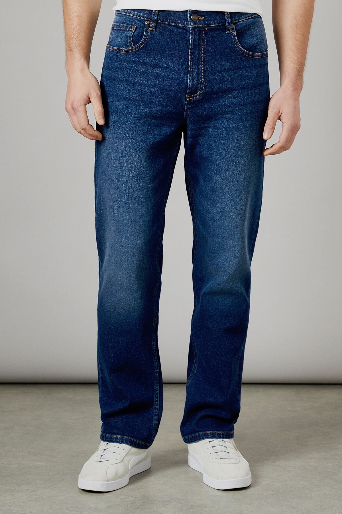 Maine Maine Men's Dark Wash Premium Stretch Straight Fit Jeans in Dark Blue - 2