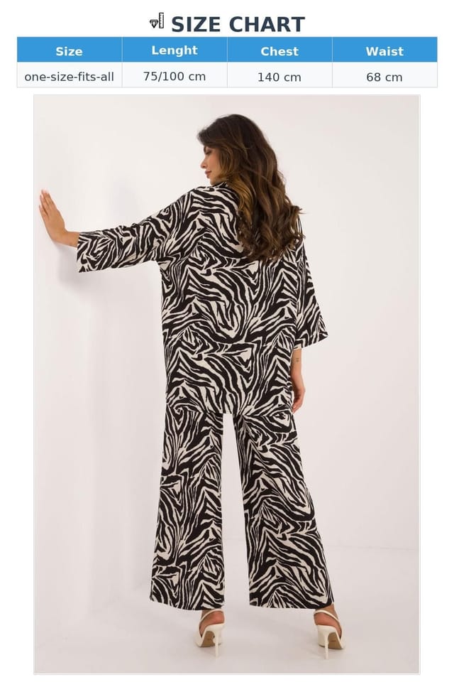 Love Lace Love Lace Women's Animal Print Shirt & Wide Leg Trousers Set in White - 3