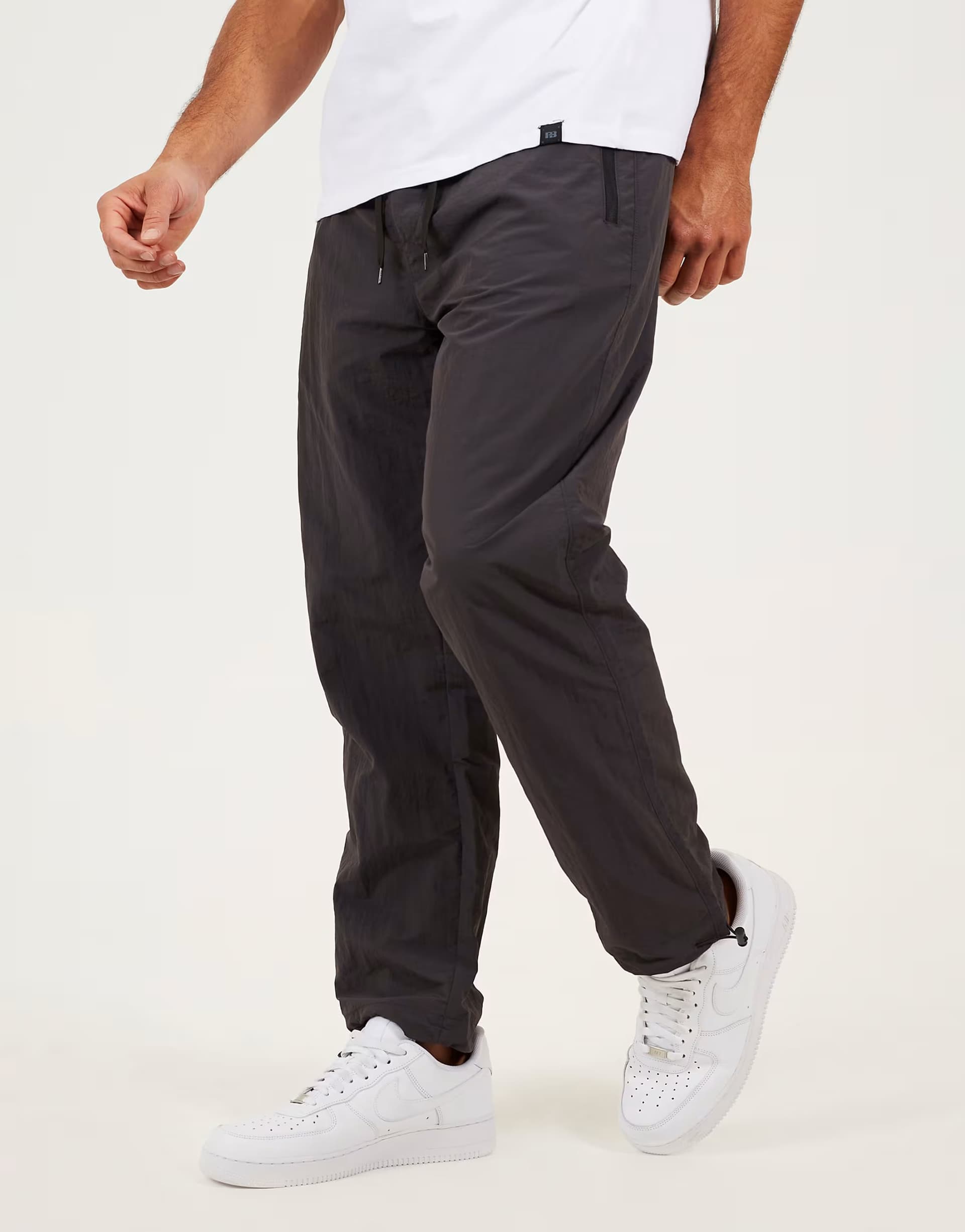 ASOS Brave Soul Taslan loose fit  cuffed cargo trousers in dark grey