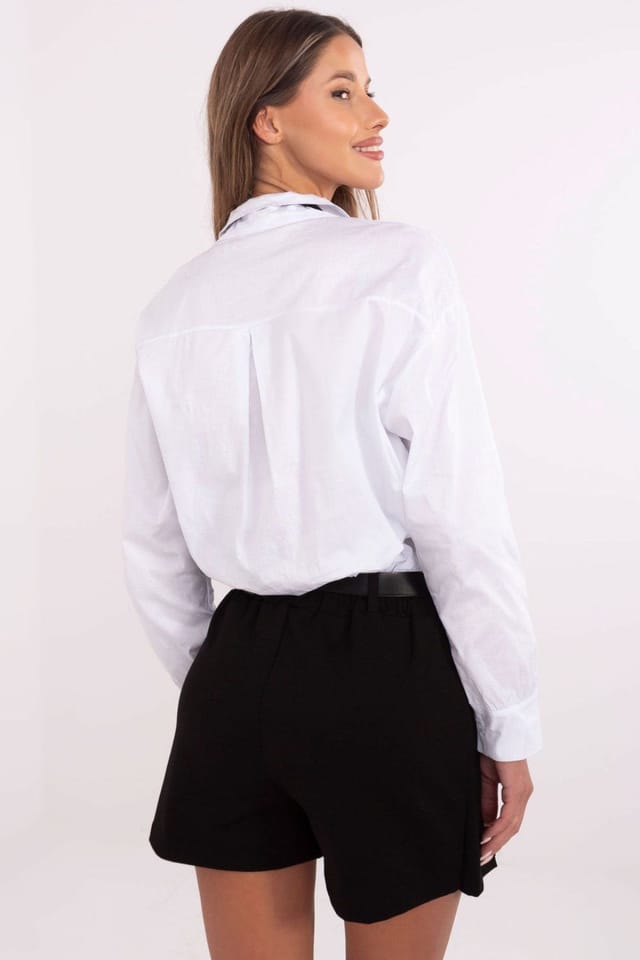 Love Lace Love Lace Women's Casual Long Sleeve Shirt with Removable Tie in White - 3