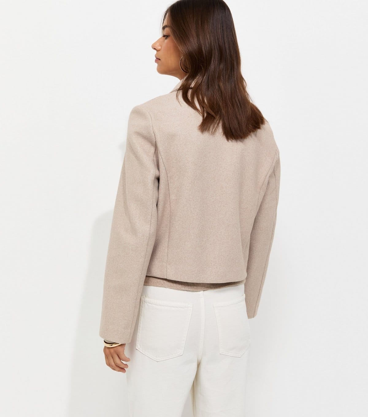 New Look Women's Oatmeal Button Front Collared Shacket New Look - 4