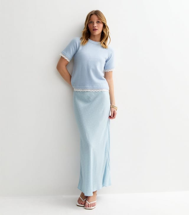 New Look Women's Blue Spotty Bias Cut Midi Skirt New Look - 2