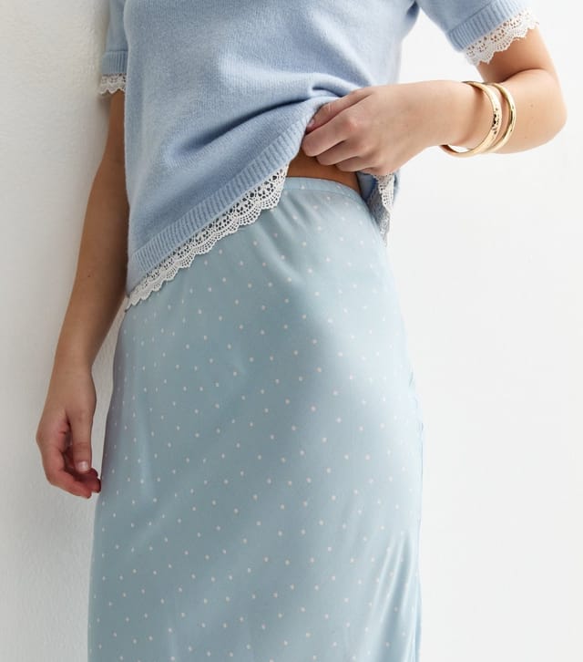 New Look Women's Blue Spotty Bias Cut Midi Skirt New Look - 3