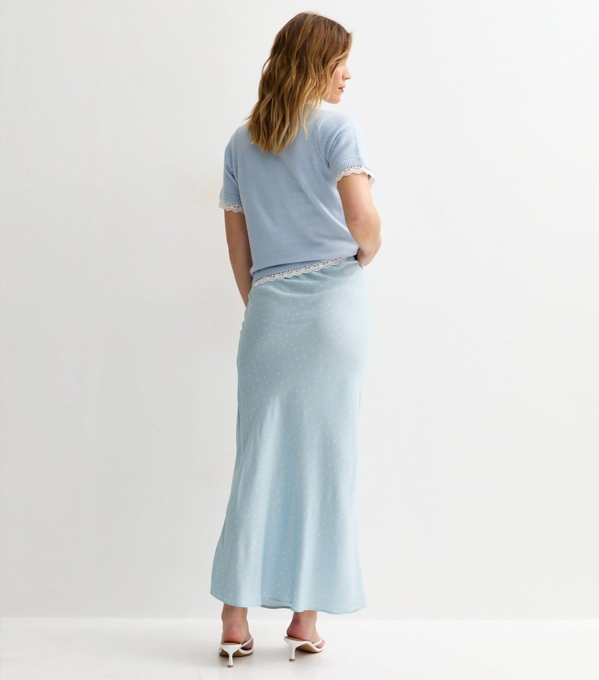 New Look Women's Blue Spotty Bias Cut Midi Skirt New Look - 4