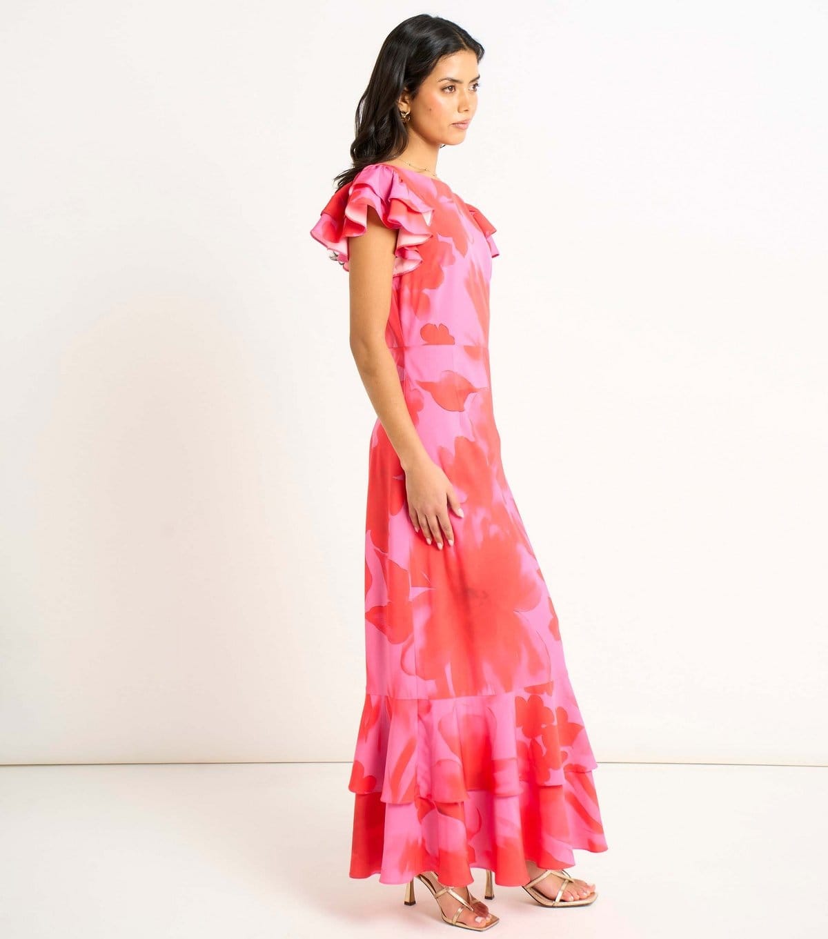 Gini London Women's Pink Floral Print Midaxi Dress Gini London New Look - 4