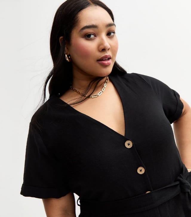 New Look Women's Plus Size Black Button Up Jumpsuit Curves New Look - 2