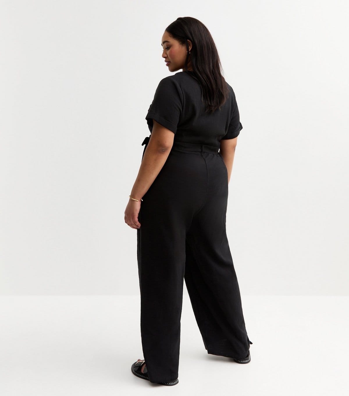 New Look Women's Plus Size Black Button Up Jumpsuit Curves New Look - 4