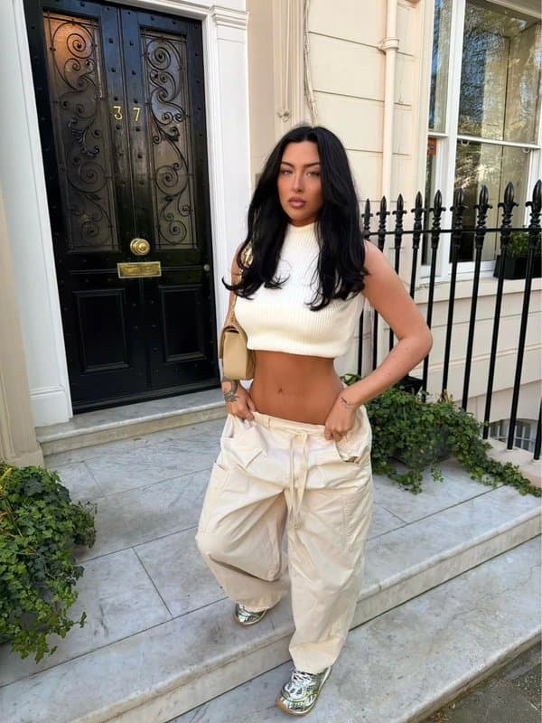 ASOS ASOS beige cargo parachute pants