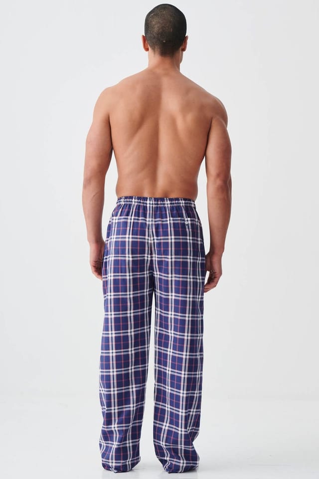 British Boxers British Boxers Men's "Chester Red & Blue Check" Crisp Cotton Pyjama Trousers in Navy - 3