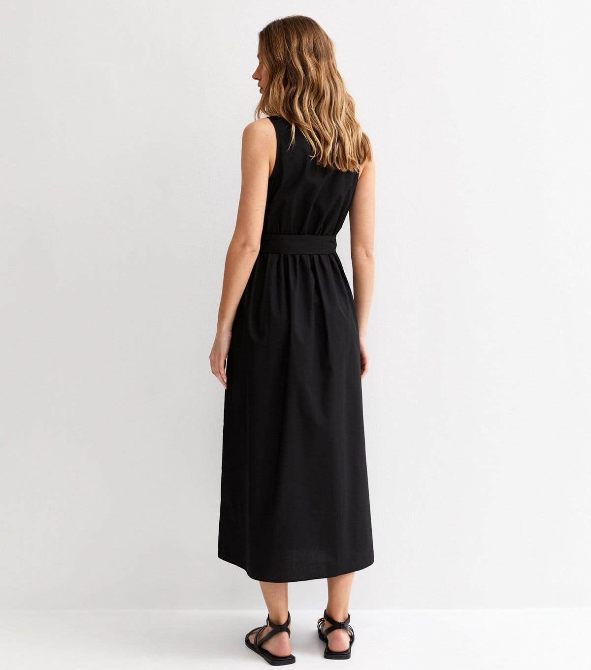 New Look Women's Black Sleeveless Button Up Midi Shirt Dress New Look - 4