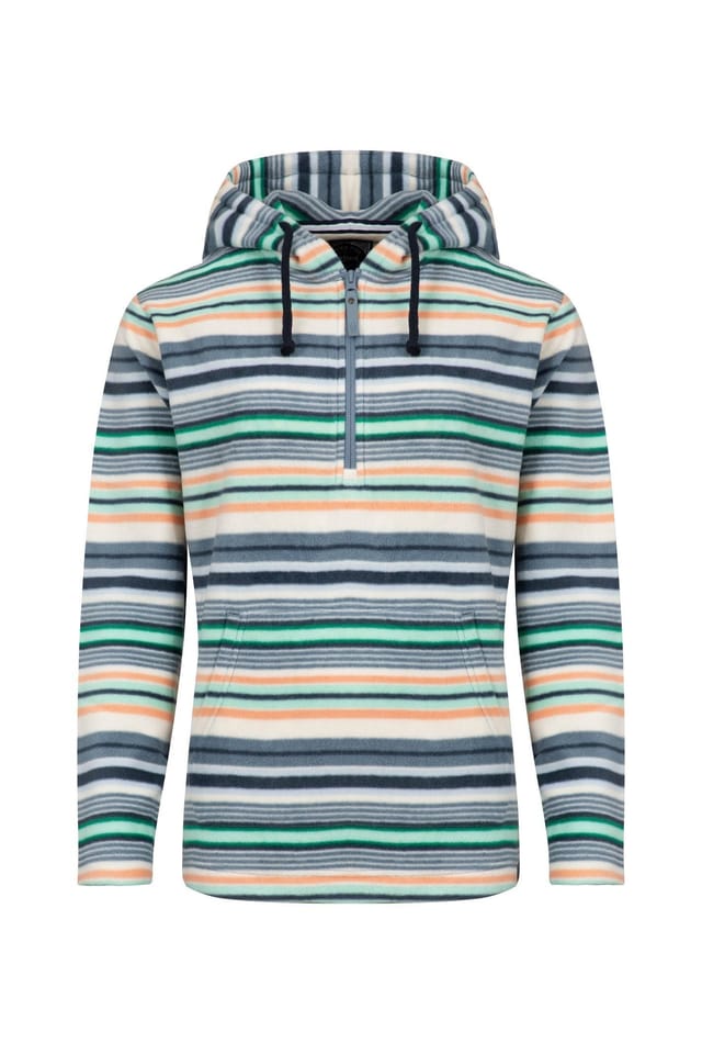 Weird Fish Weird Fish Women's Lana 1/4 Zip Printed Micro Fleece Hoodie in Cream - 2
