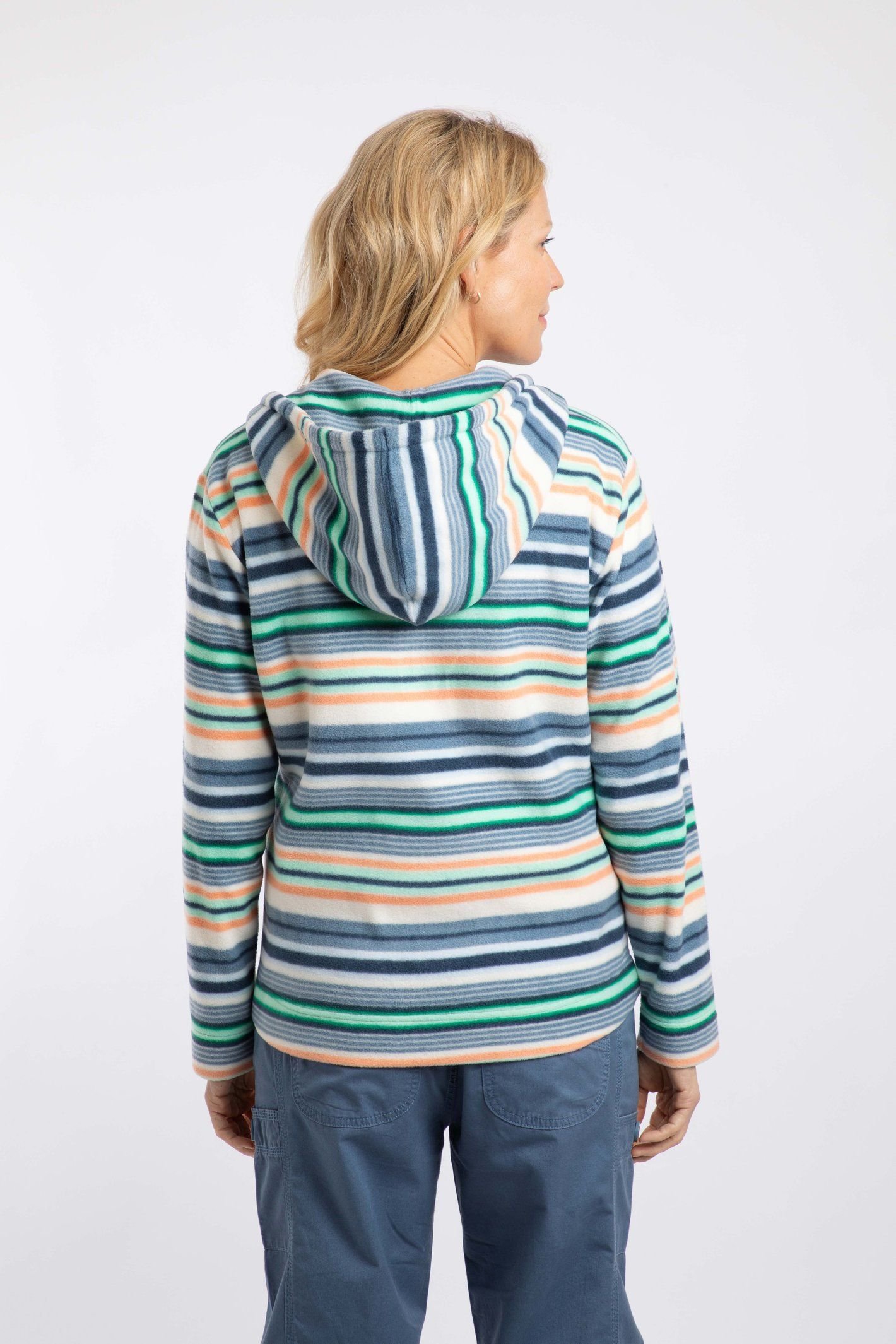 Weird Fish Weird Fish Women's Lana 1/4 Zip Printed Micro Fleece Hoodie in Cream - 3