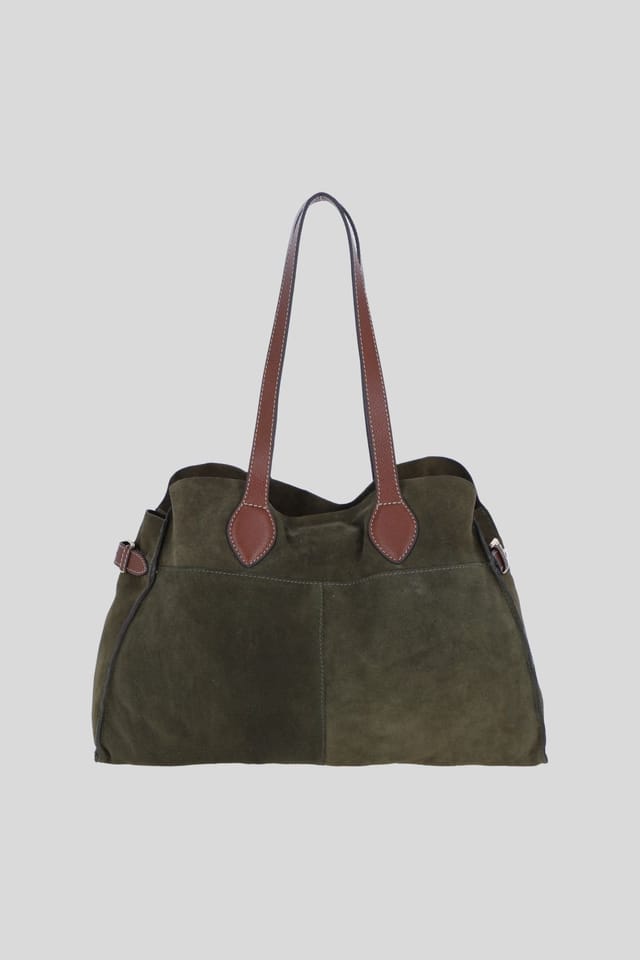 Brampton London Brampton London Women's Real Suede Leather Shoulder Bag with Tassel Charm in Khaki - 3