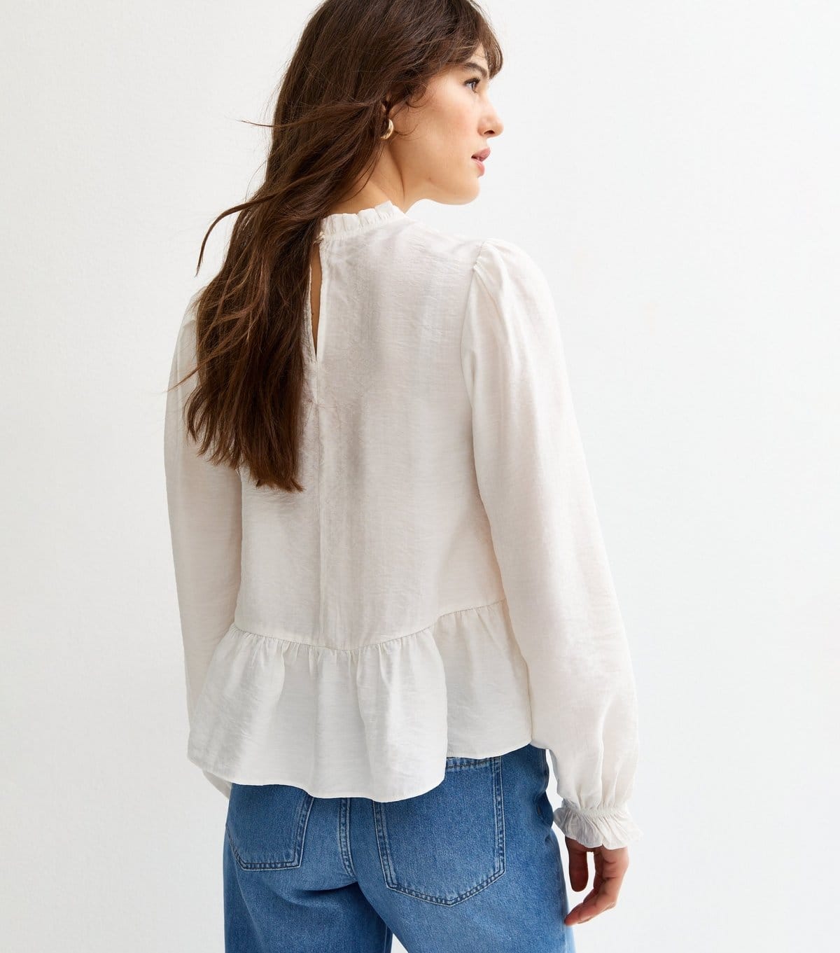 New Look Women's Tall White Lace Insert High Neck Blouse New Look - 4
