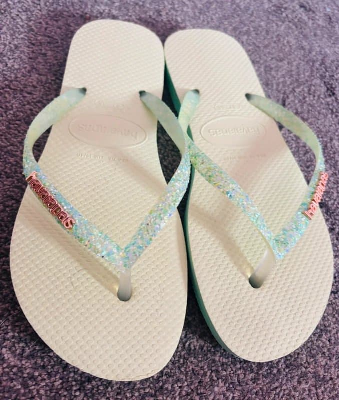 Havaianas Havaianas Rare Green mermaid glitter sparkle 37/38 holiday beach 4/5 same day post