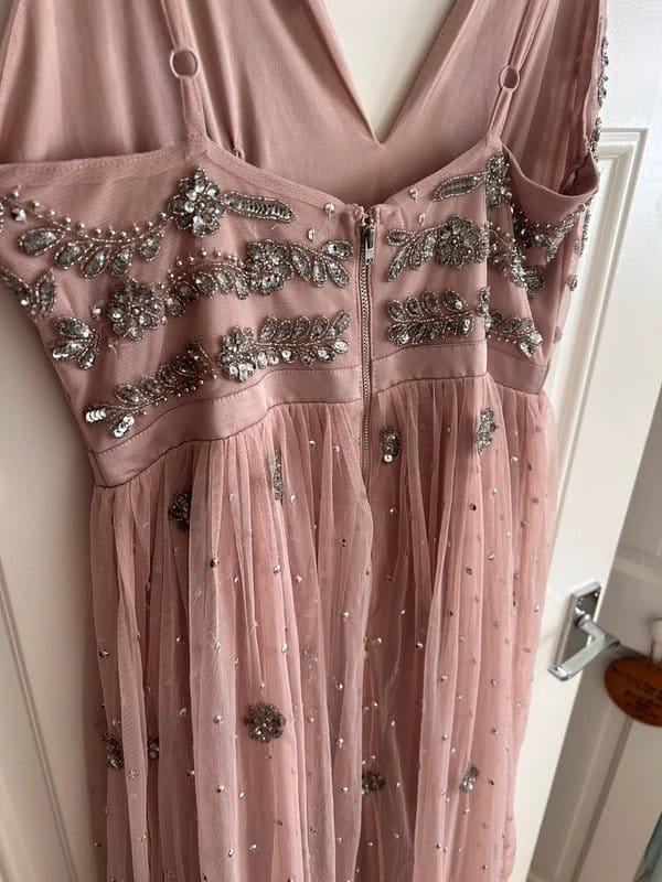 Miss Selfridge Dusky Pink Embellished Floor-Length Occasion Dress