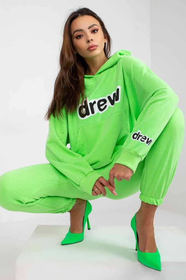 Love Lace Love Lace Women's Hooded Sweatshirt & Jogger Pants Set Style 172649 in Lime - 2