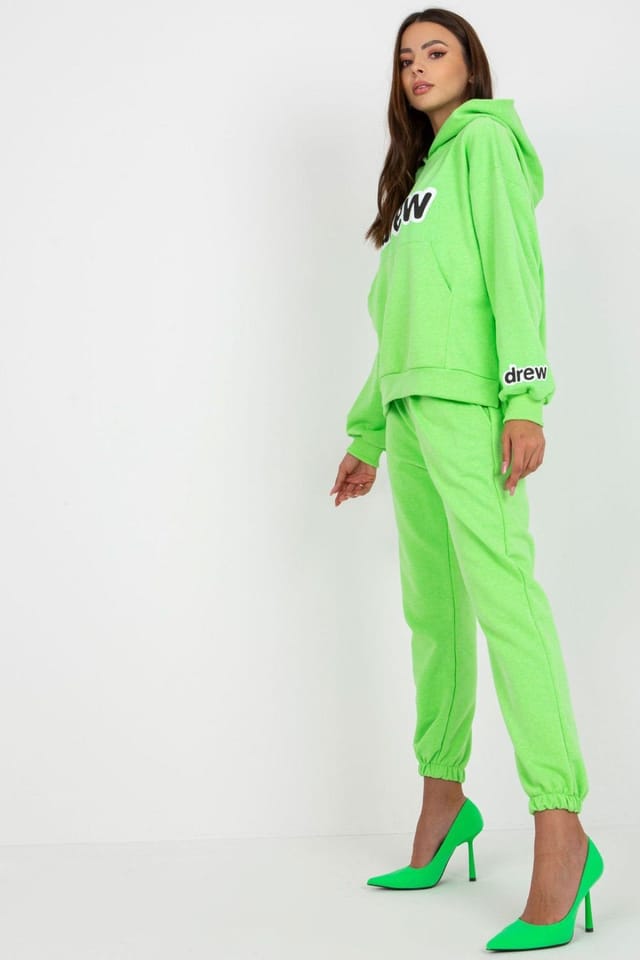 Love Lace Love Lace Women's Hooded Sweatshirt & Jogger Pants Set Style 172649 in Lime - 3