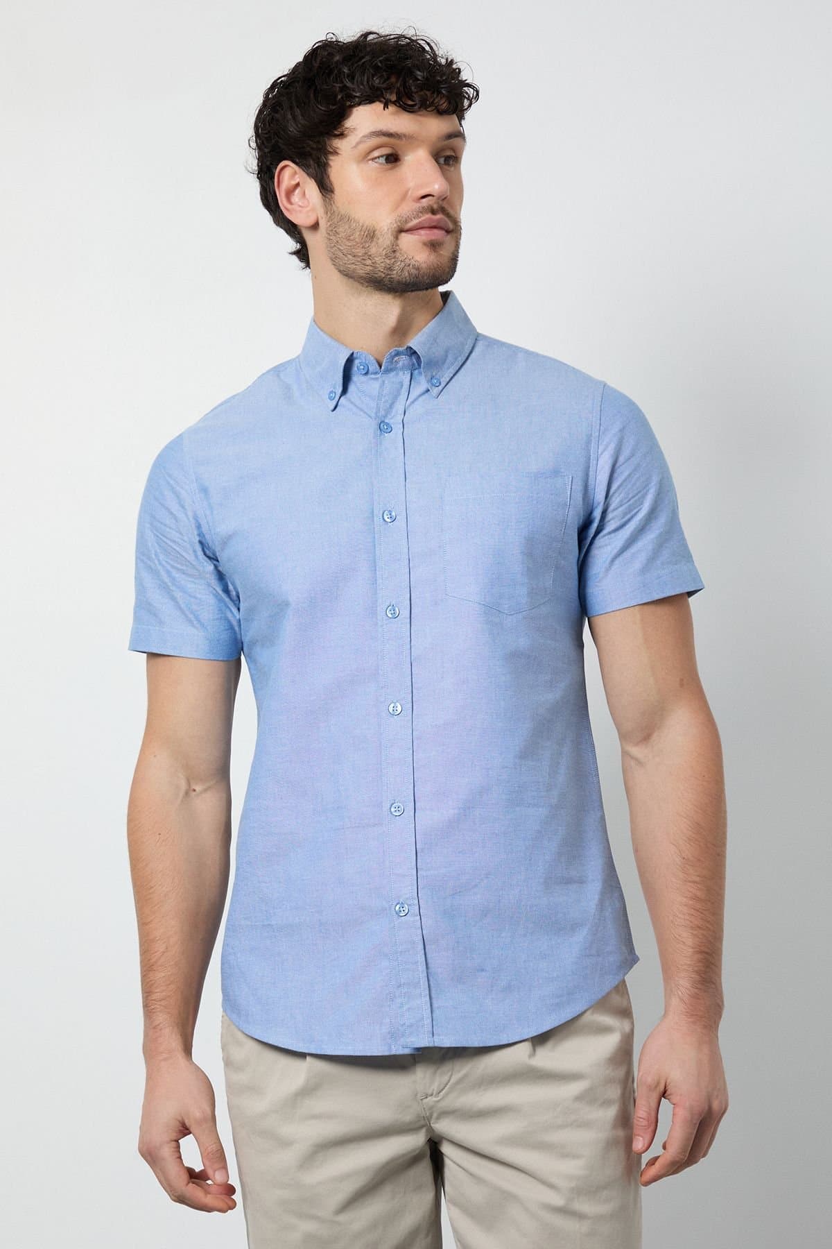 Burton Burton Men's Blue Short Sleeve Oxford Shirt