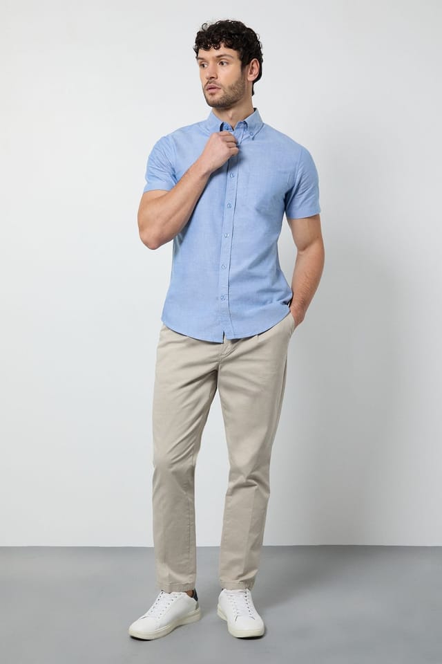 Burton Burton Men's Blue Short Sleeve Oxford Shirt - 2