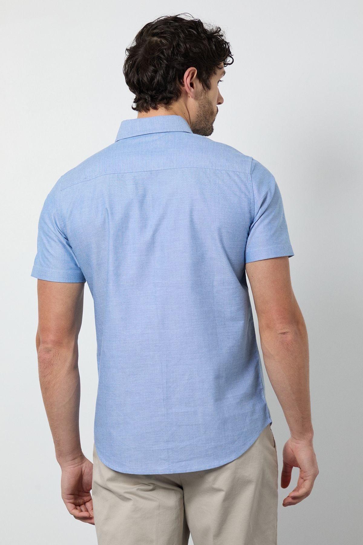 Burton Burton Men's Blue Short Sleeve Oxford Shirt - 3