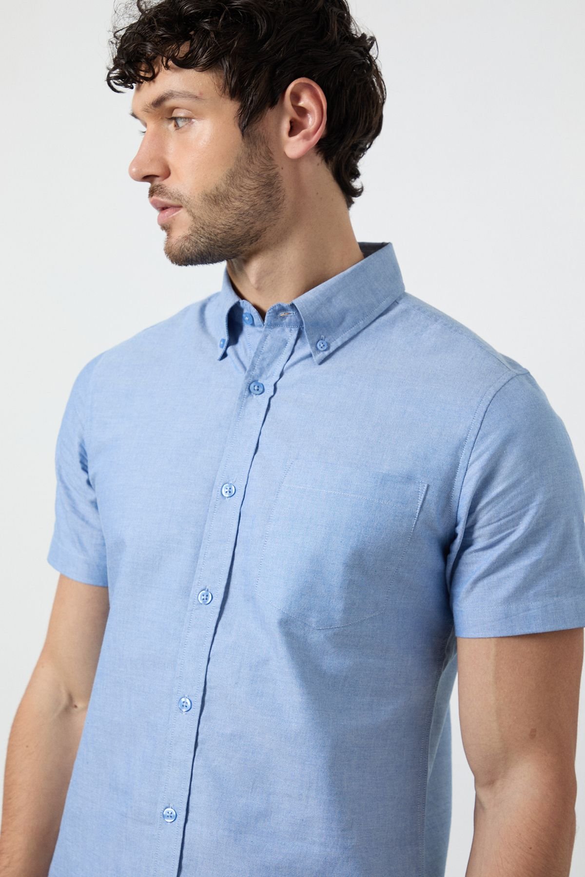 Burton Burton Men's Blue Short Sleeve Oxford Shirt - 4