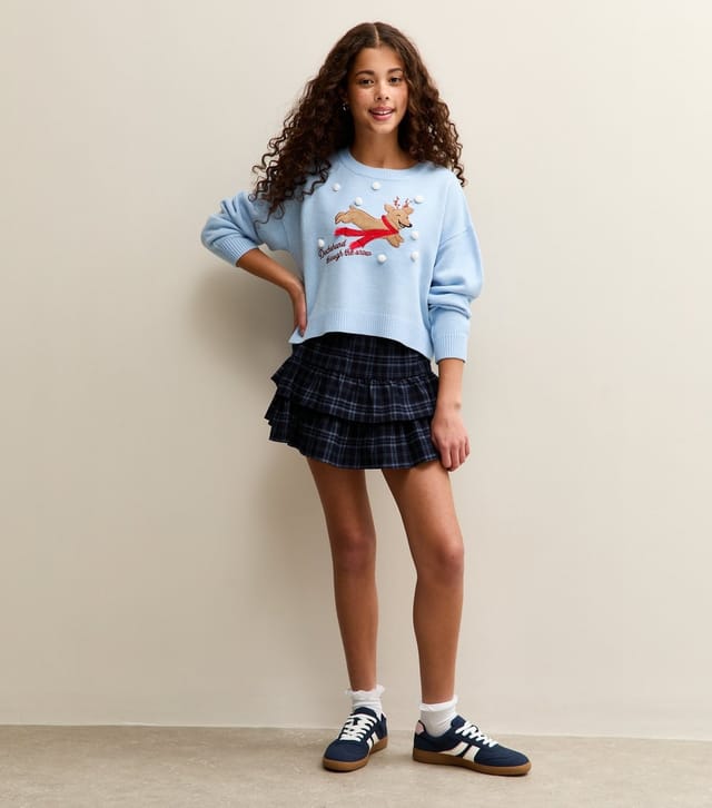 New Look Girls' Light Blue Daschund Christmas Jumper New Look - 2