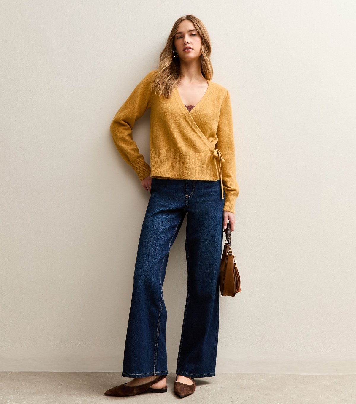 New Look Women's Dark Yellow Puff Sleeve Wrap Jumper New Look - 3