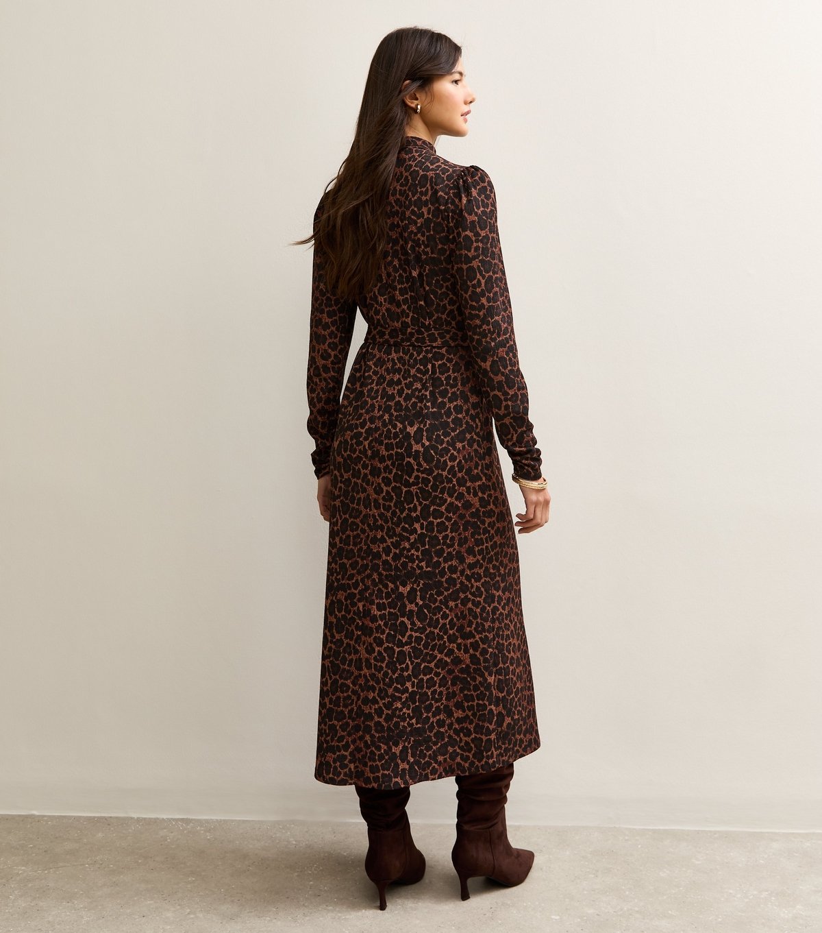 New Look Women's Brown Animal Print High Neck Midi Dress New Look - 4
