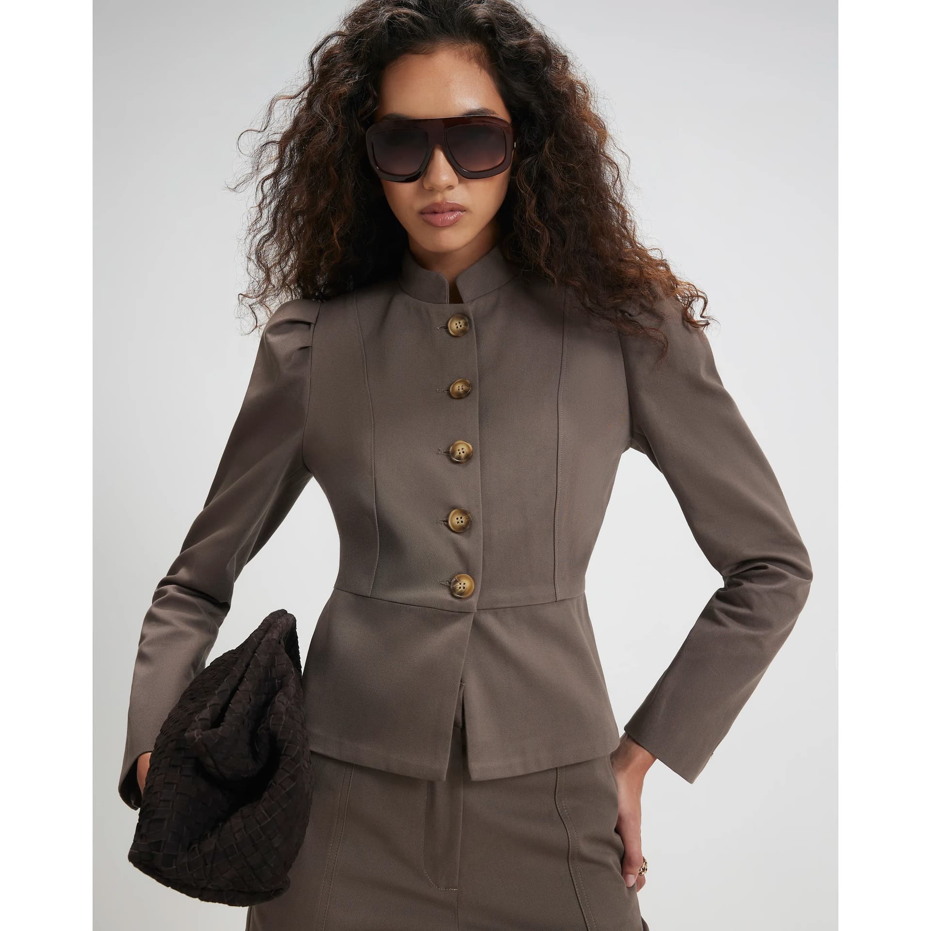 River Island River Island Womens Grey Stand Up Collar Drummer Jacket