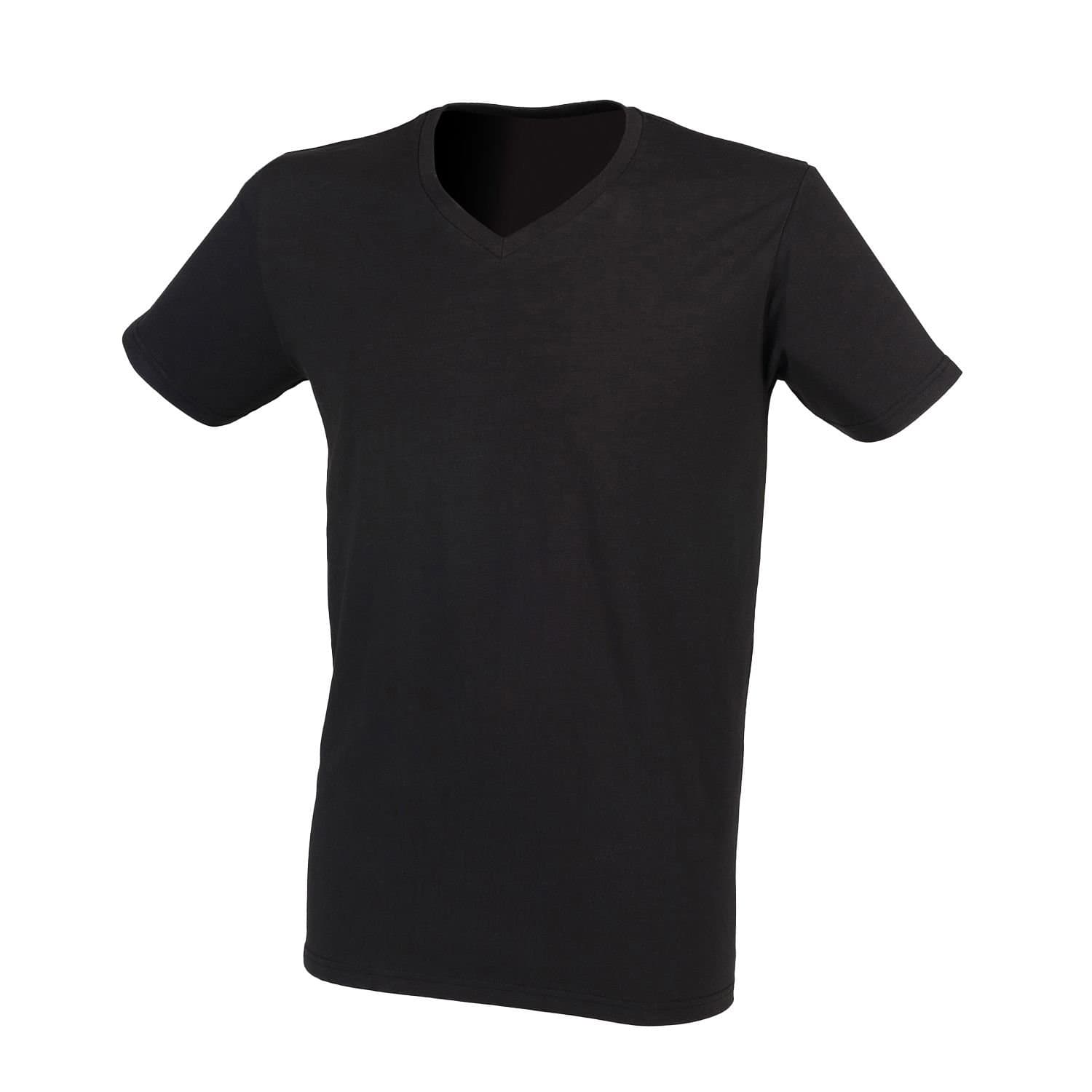 SF Men SF Men Black Cotton V-Neck T-Shirt