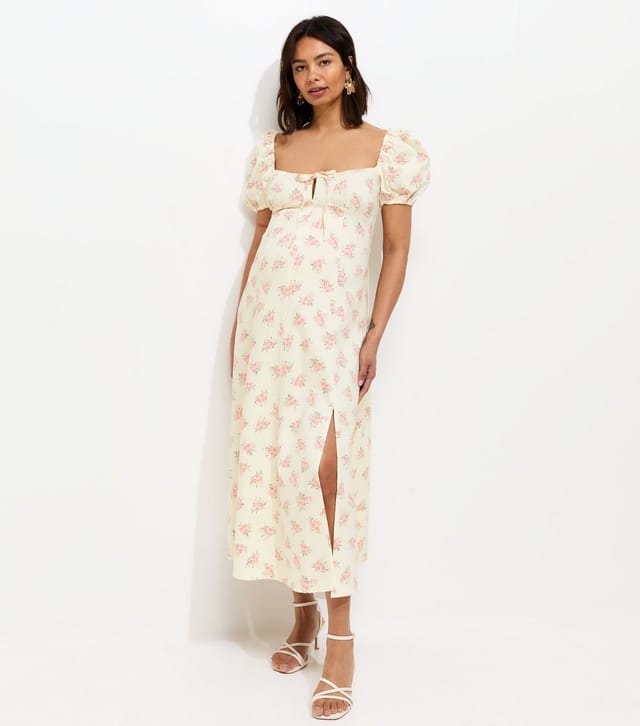 New Look Women's Maternity White Floral Print Milkmaid Midi Dress New Look - 2