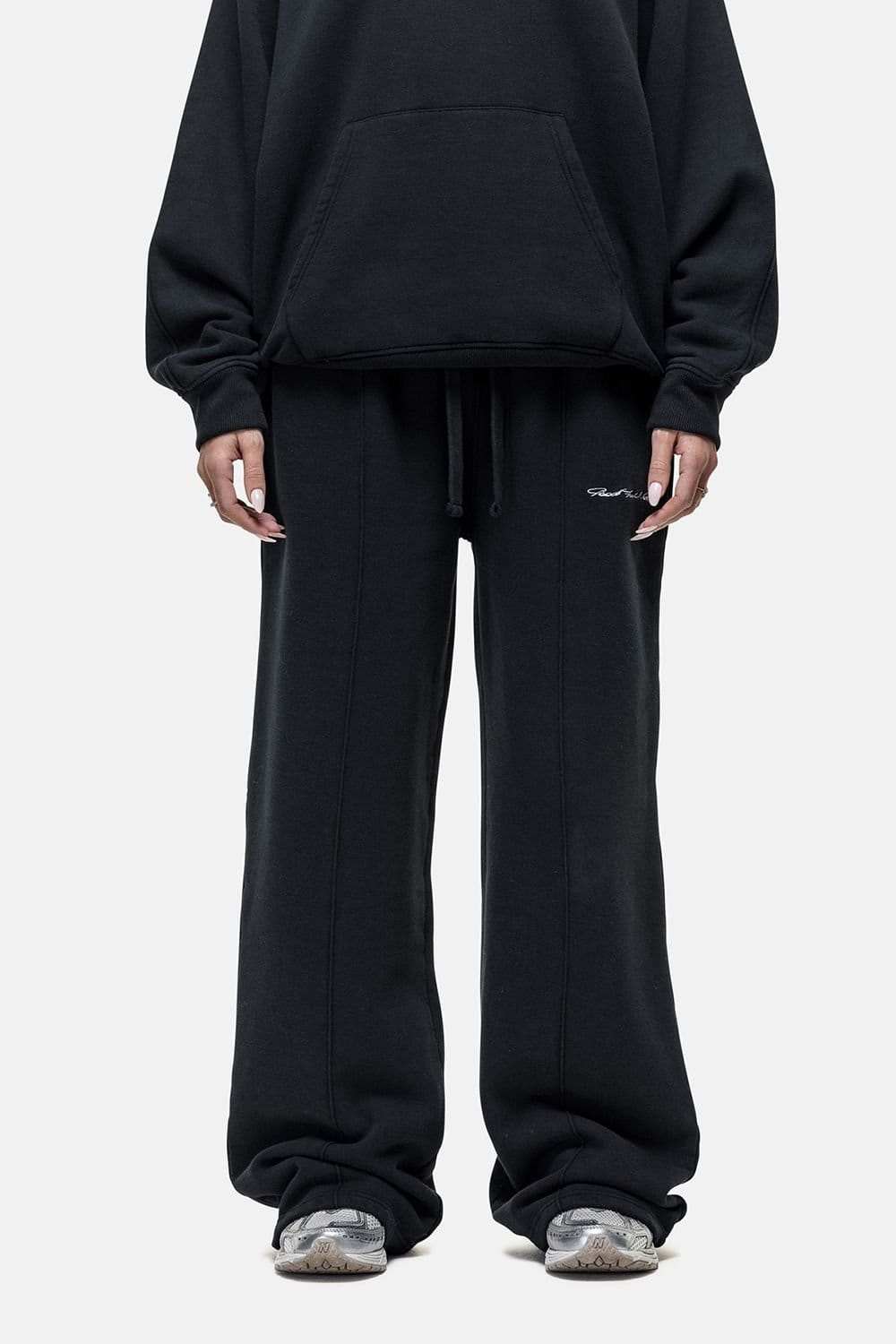 Good For Nothing Good For Nothing Women's Seam Detail Wide Leg Relaxed Jogger in Black - 1