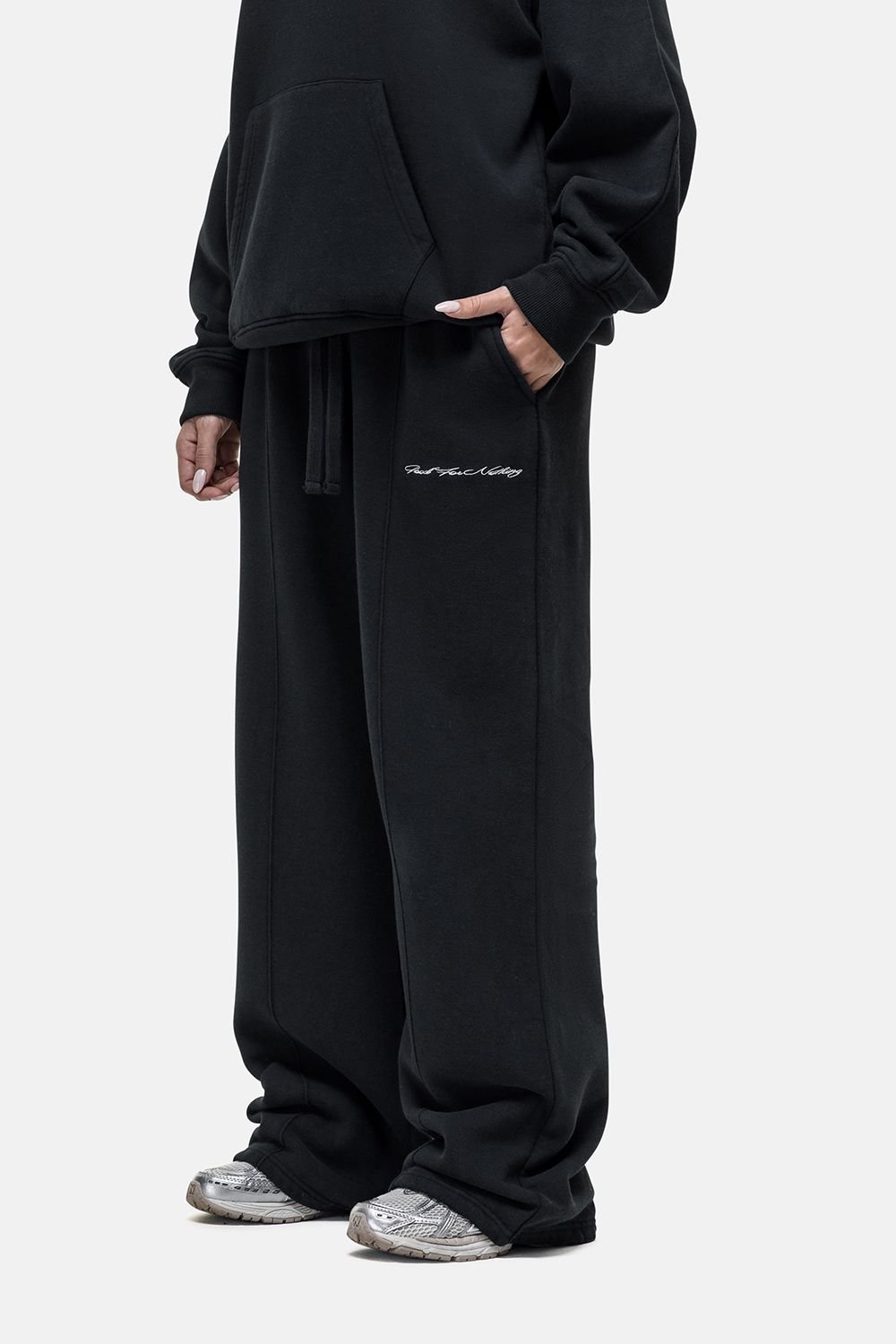 Good For Nothing Good For Nothing Women's Seam Detail Wide Leg Relaxed Jogger in Black - 2