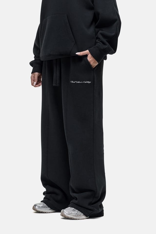 Good For Nothing Good For Nothing Women's Seam Detail Wide Leg Relaxed Jogger in Black - 2