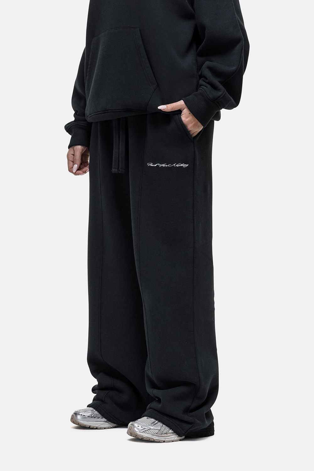 Good For Nothing Good For Nothing Women's Seam Detail Wide Leg Relaxed Jogger in Black - 4