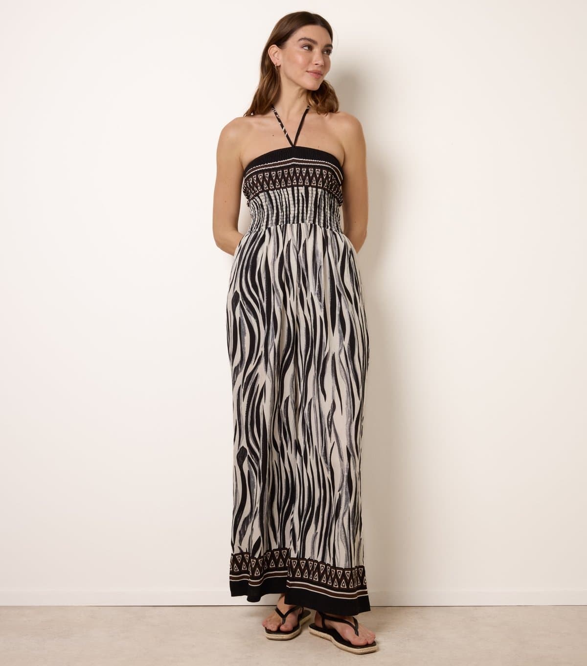 Blue Vanilla Women's Black Abstract Print Jumpsuit Blue Vanilla New Look