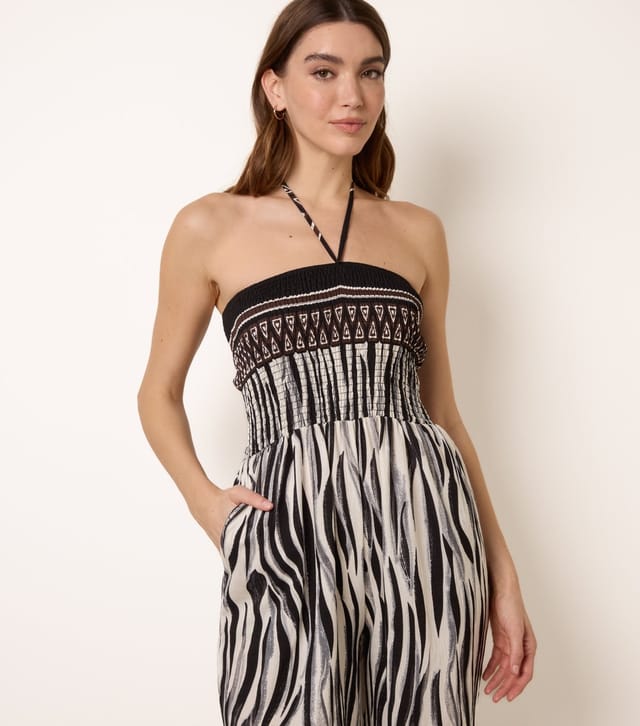 Blue Vanilla Women's Black Abstract Print Jumpsuit Blue Vanilla New Look - 2
