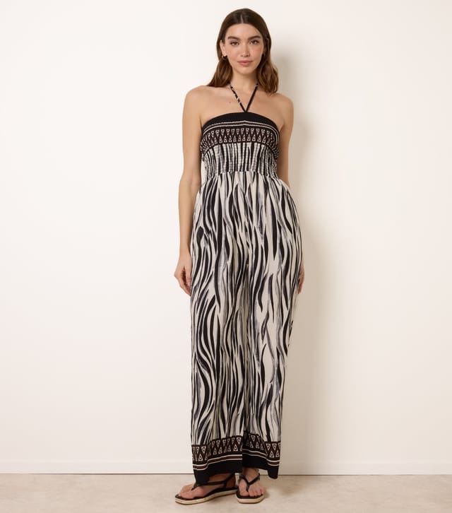 Blue Vanilla Women's Black Abstract Print Jumpsuit Blue Vanilla New Look - 3