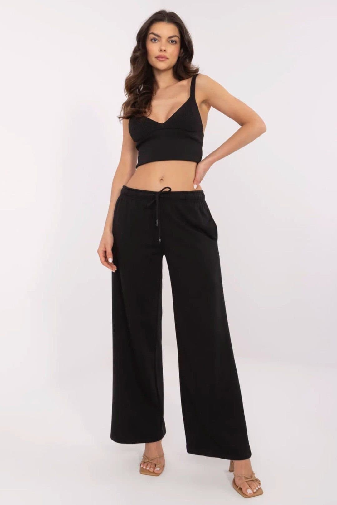 Love Lace Love Lace Women's Cotton Polyester Casual Straight Sweatpants in Black