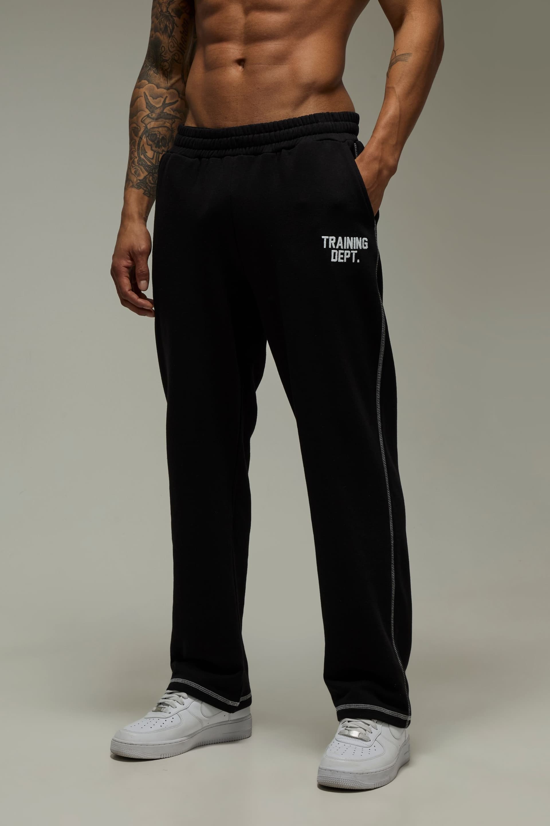 Training Dept. Training Dept. Men's Training Dept Straight Leg Contrast Stitch Joggers in Black