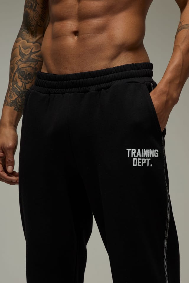 Training Dept. Training Dept. Men's Training Dept Straight Leg Contrast Stitch Joggers in Black - 3