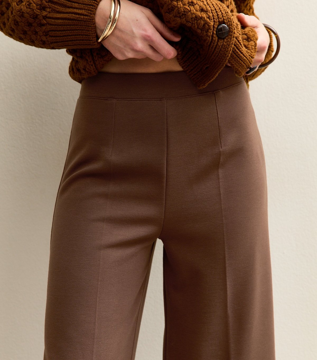 New Look Women's Brown Jersey Wide Leg Trousers New Look - 2