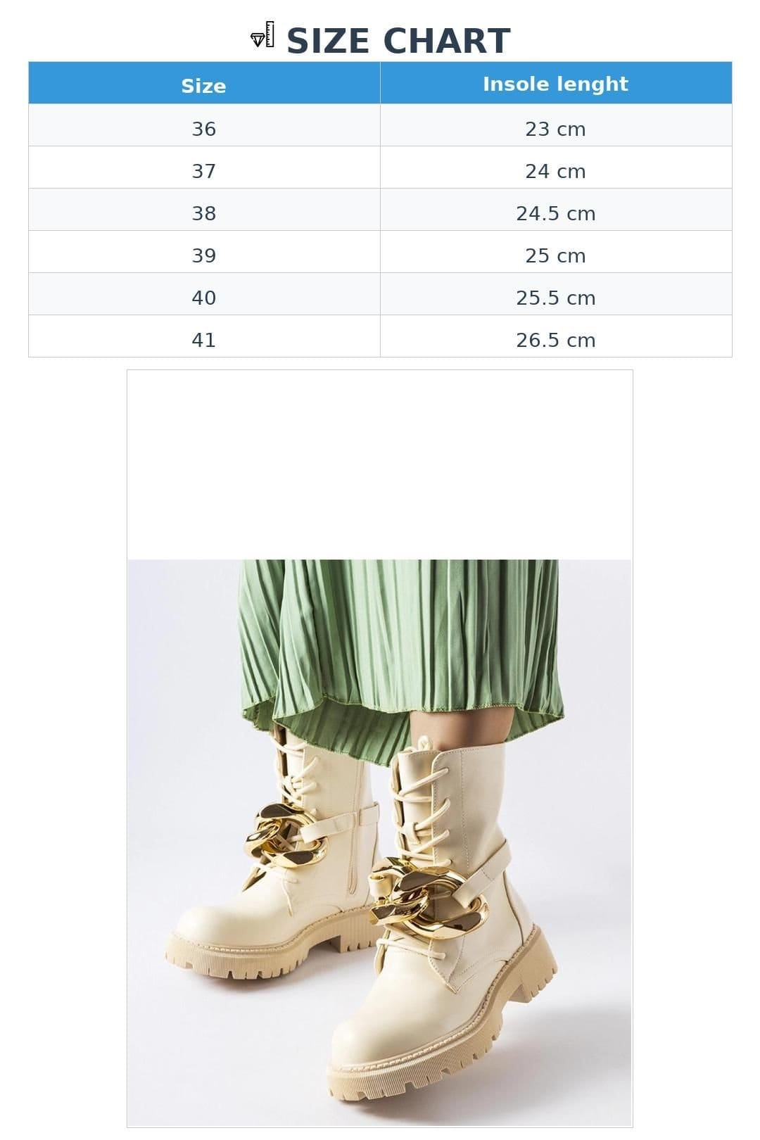 Love Lace Love Lace Women's Fashion Chain Detail Synthetic Boots with Gold Accents in Beige - 4
