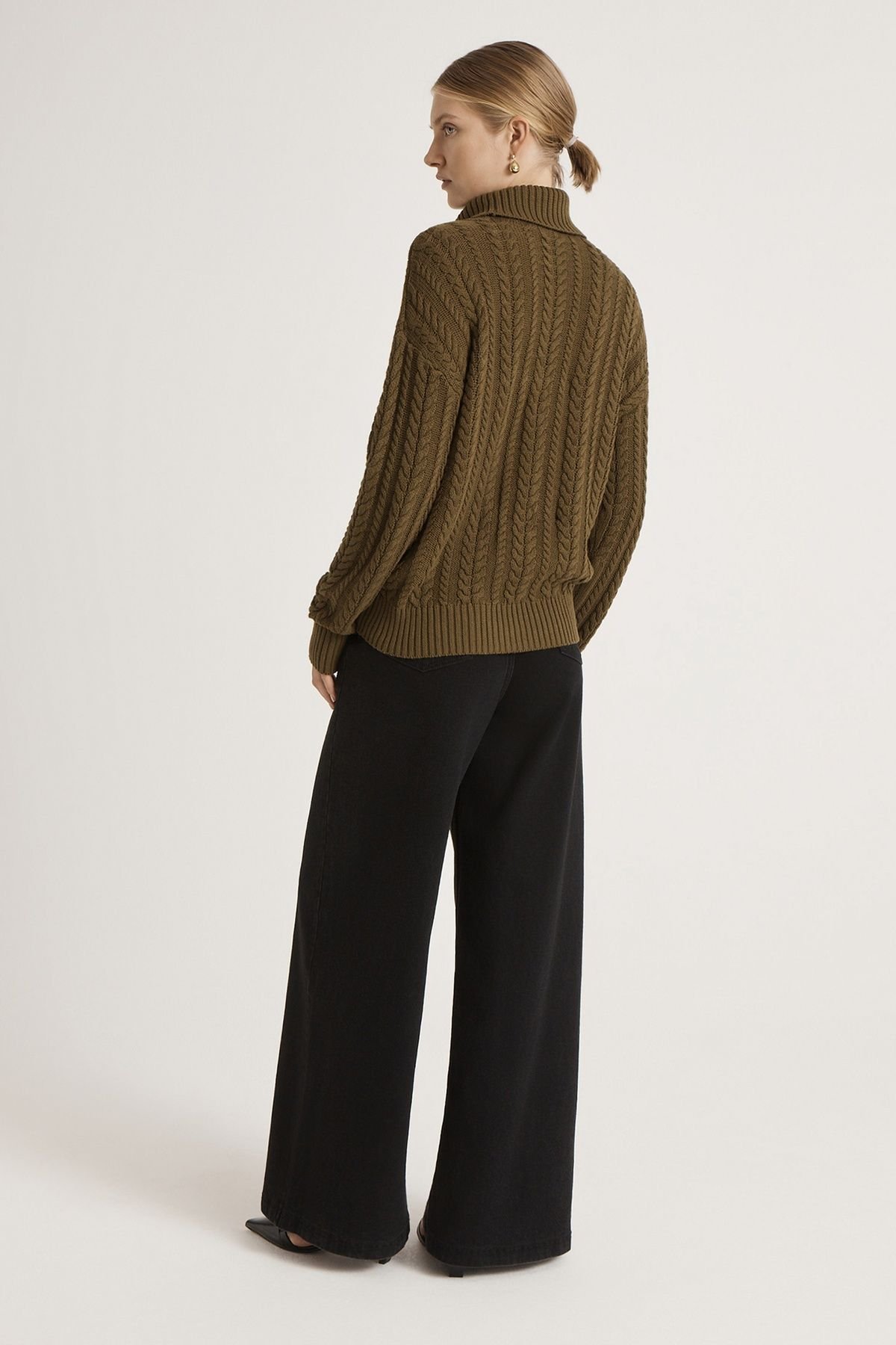 Finery London Finery London Women's Vivana Turtle Neck Knitted Sweater in Dark Olive - 3