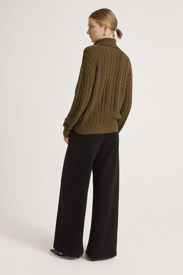 Finery London Finery London Women's Vivana Turtle Neck Knitted Sweater in Dark Olive - 3